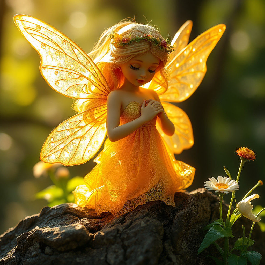 A beautiful Fairy made of sunlight
