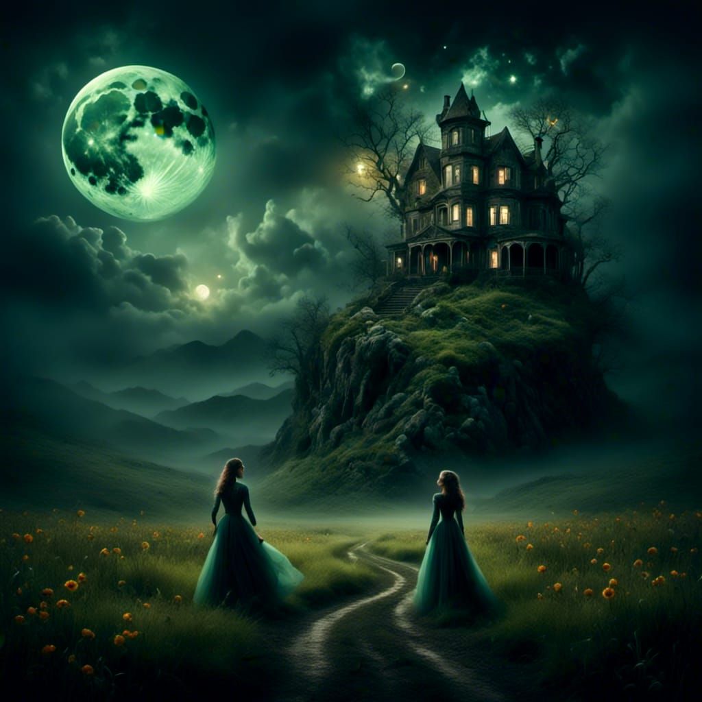 Ethereal Selenolatry: A Mystic Moonlit Scene