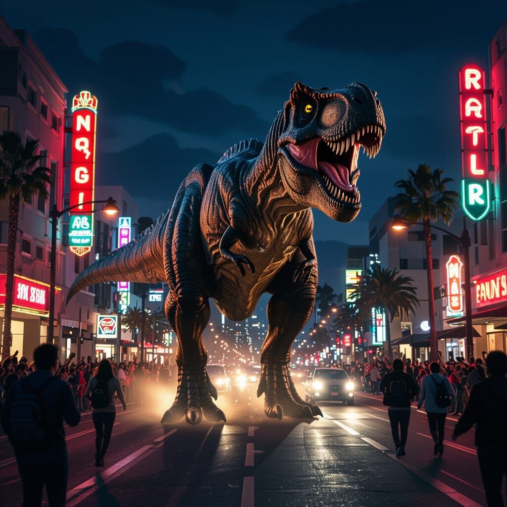 T-Rex Rampage Through San Diego Streets at Night