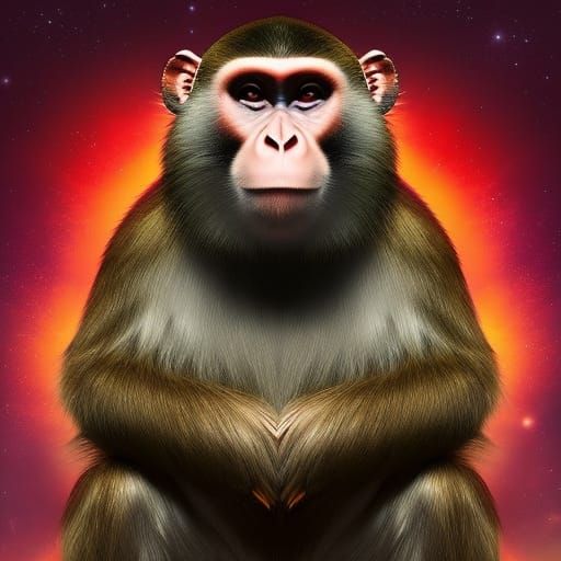 Humorous 3D Render of a Fat Monkey