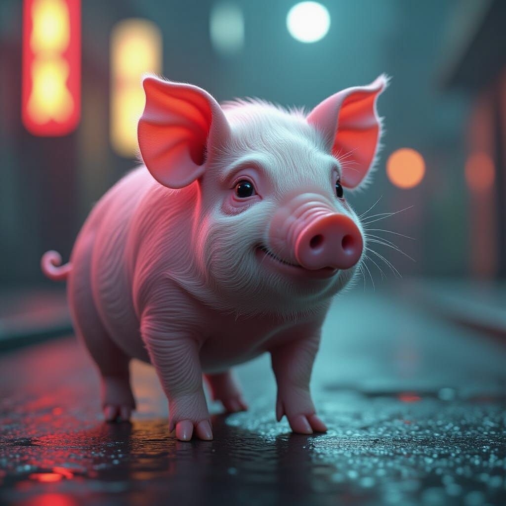 Mouse Pig Cinematic Film Still in Hyperrealistic Style