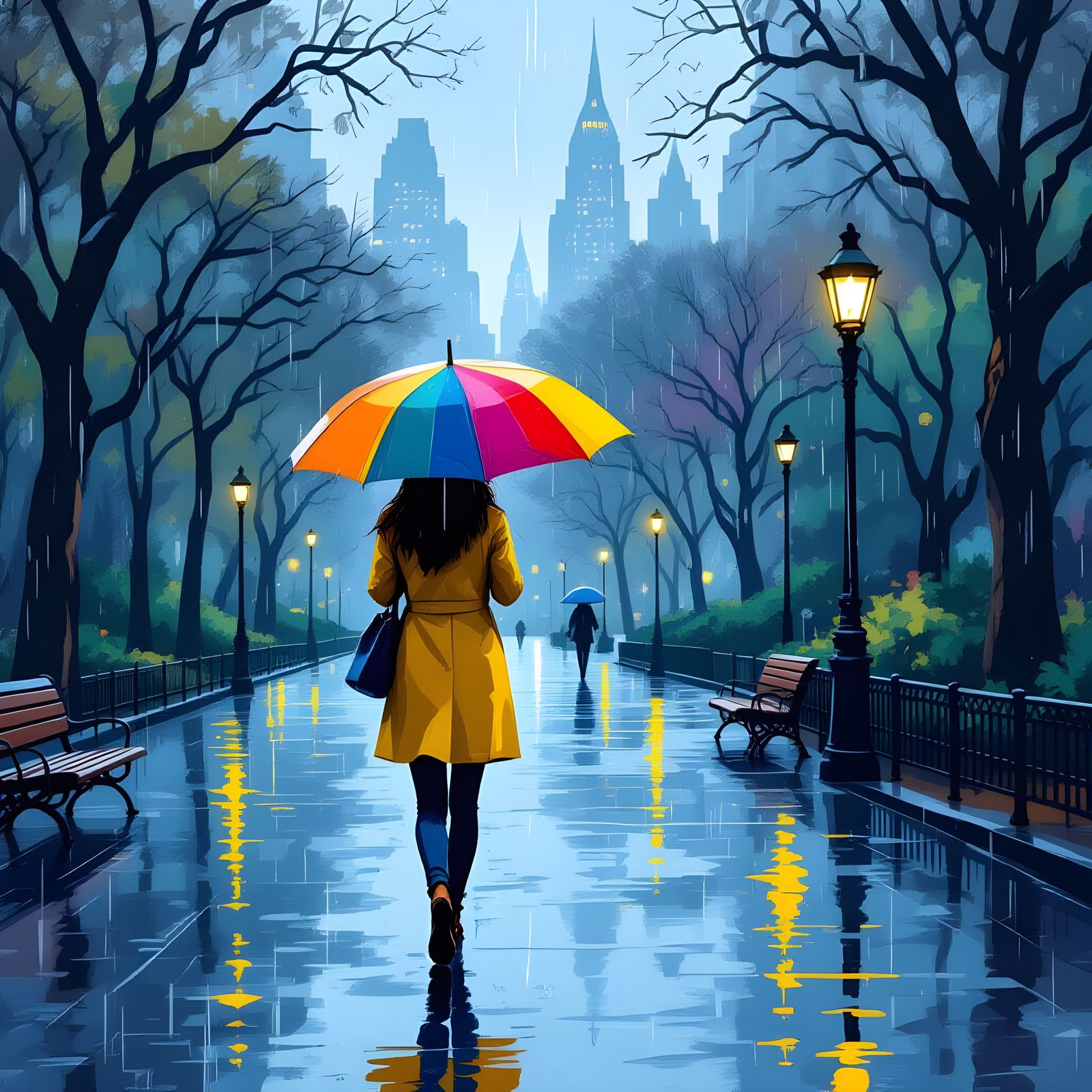 Rainy Day Walk in Central Park, New York