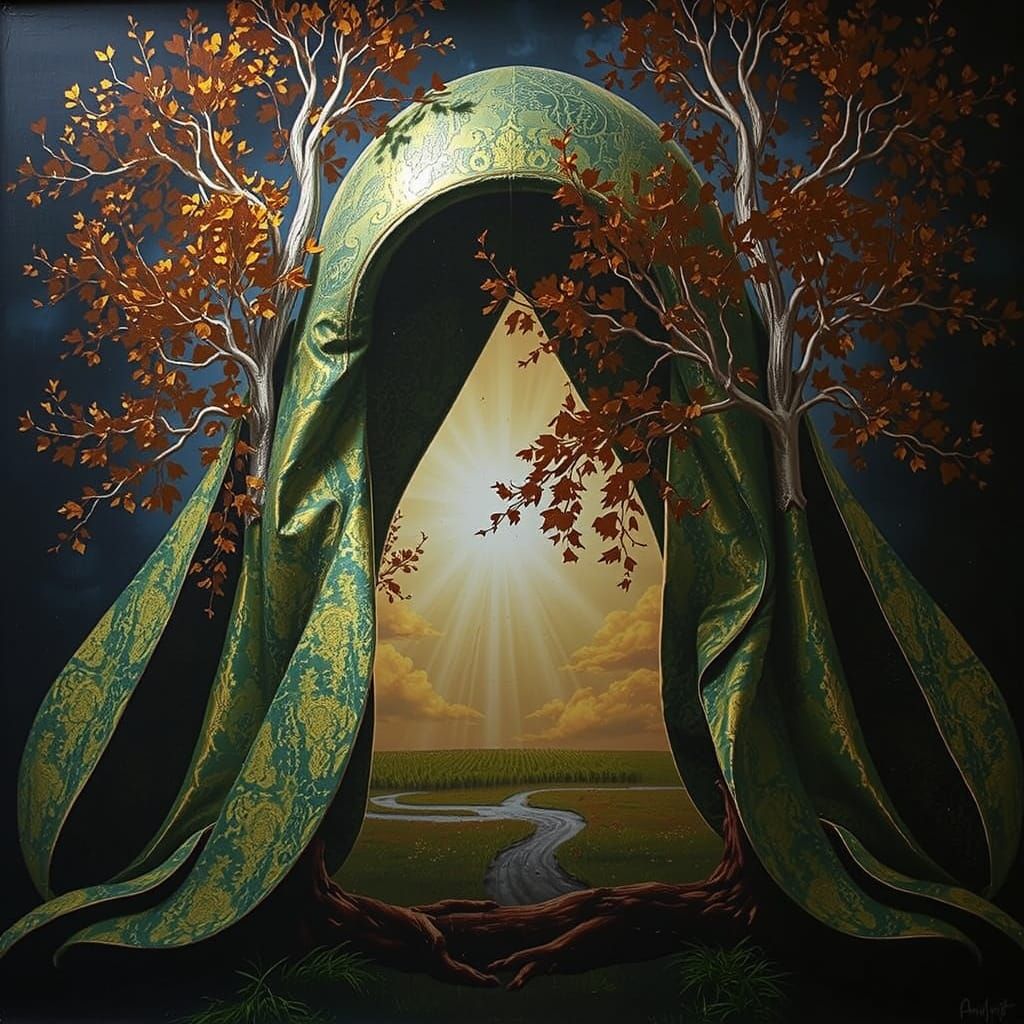 Golden Autumn Landscape Under Radiant Light