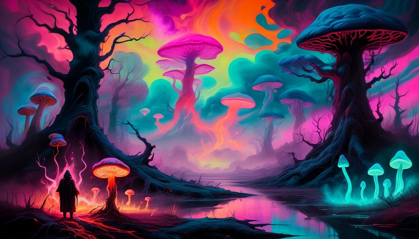 Druid Summoning Old Ones in Dreamlike Landscape