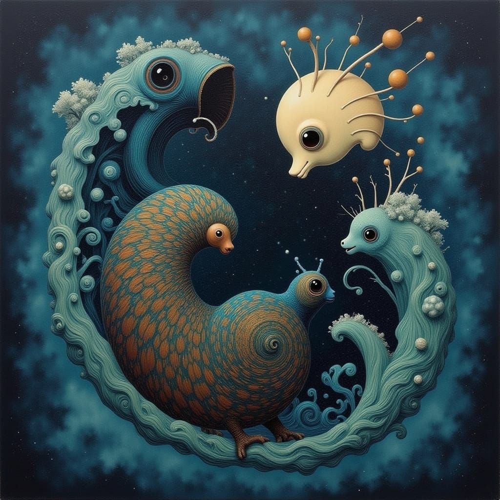 Abstract Surreal Landscape in Acrylic Style