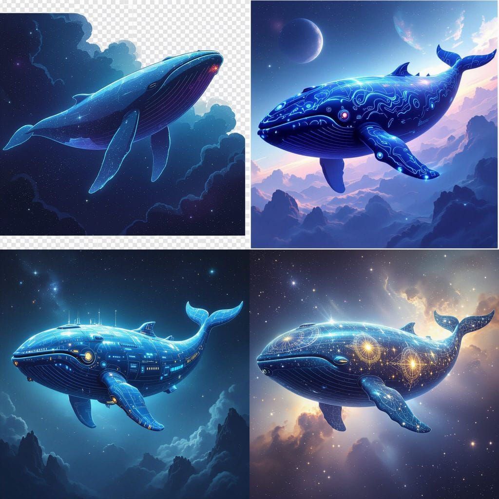 Whale Spaceship Floating in Cosmic Fantasy