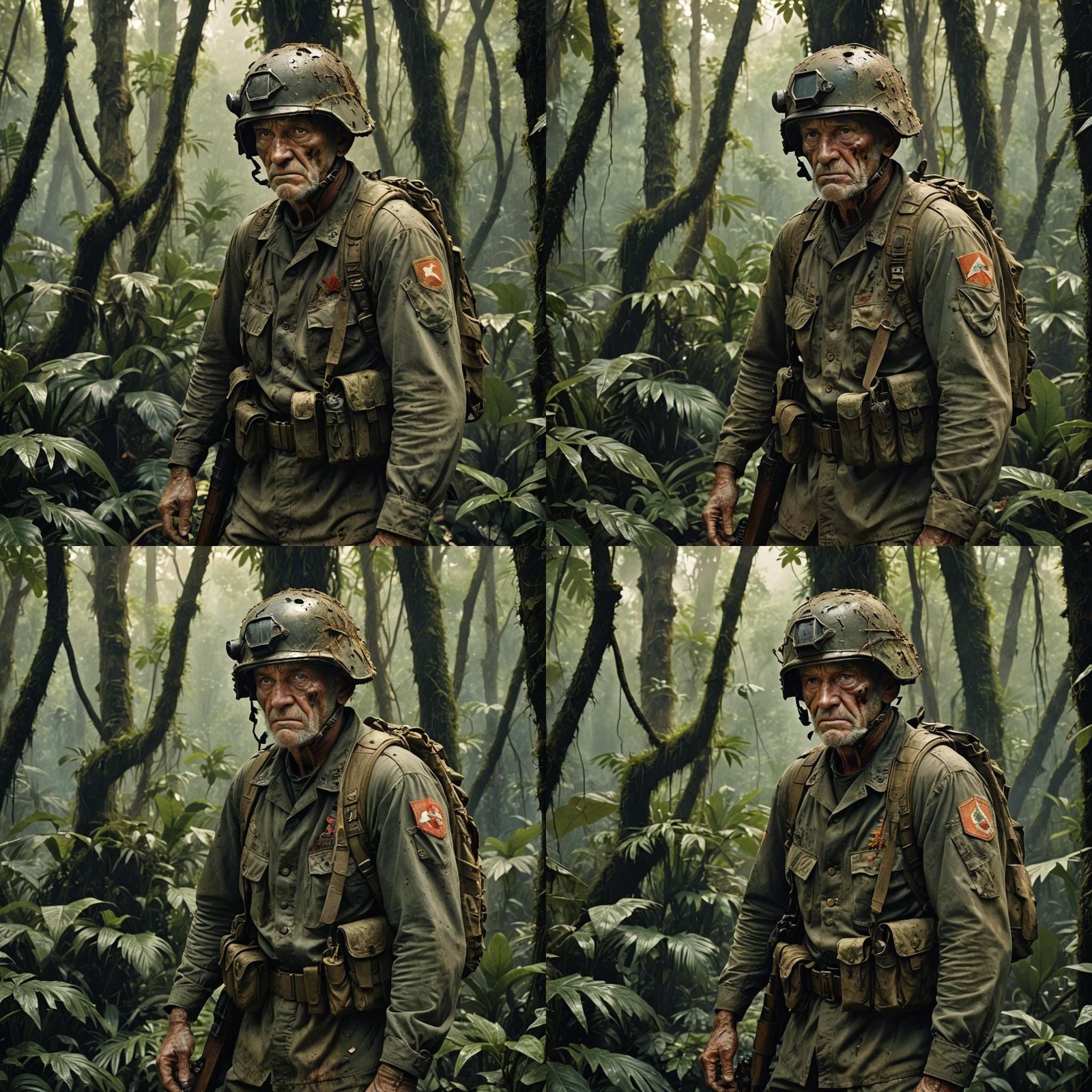 Exhausted Marine in Jungle, Dark Fantasy Art