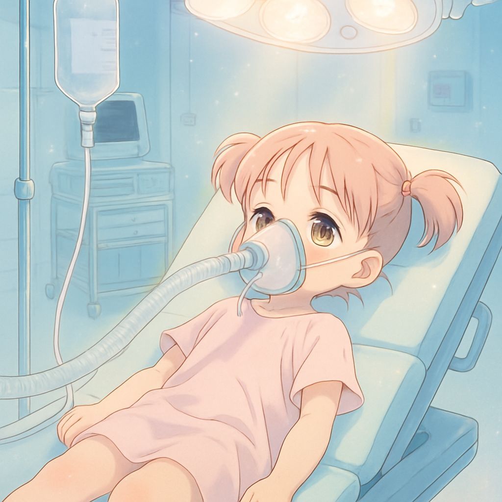 Anime-Style Pediatric Scene in Cel-Shaded Rendering