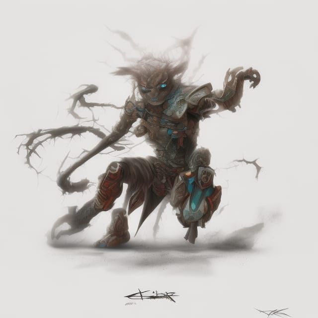 Hyperrealistic Poodle Warlock in Anime Style