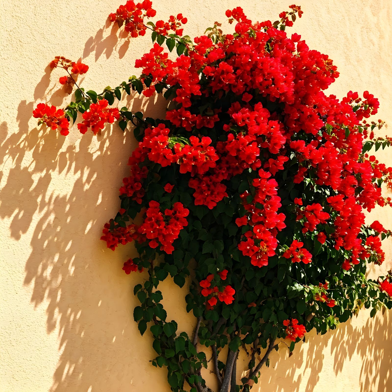 Bougainvillea Vine with Red and Orange Flowers