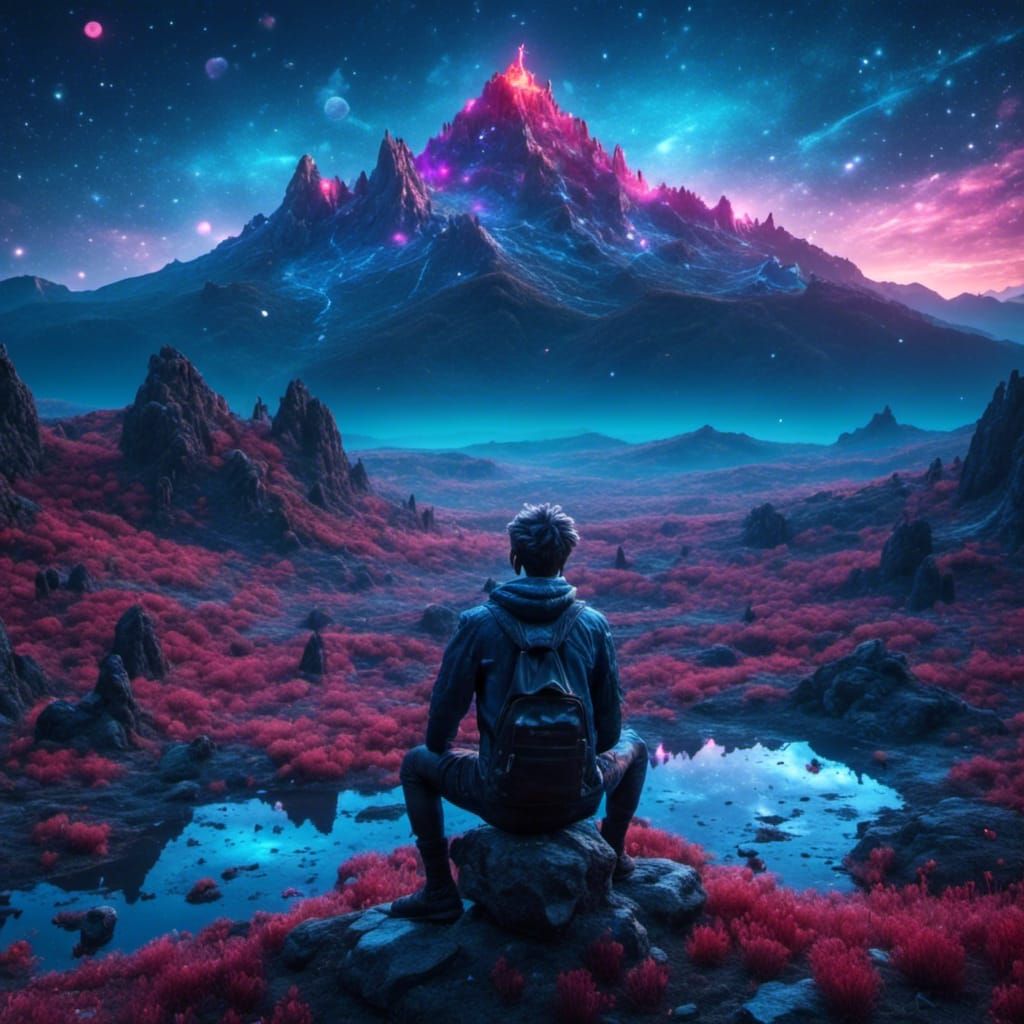 Sad Anime Guy in Detailed Matte Painting