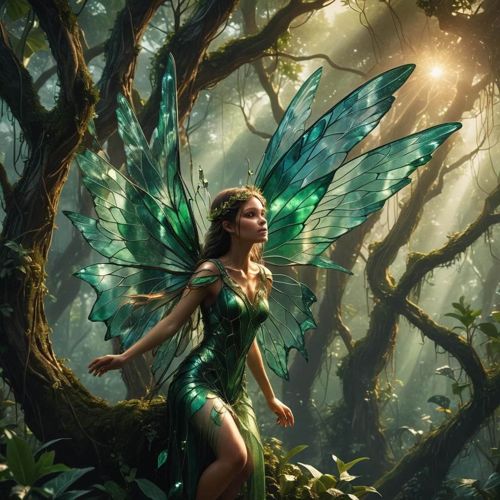Fairy Acquires Wings from Jungle Tree: Matte Painting