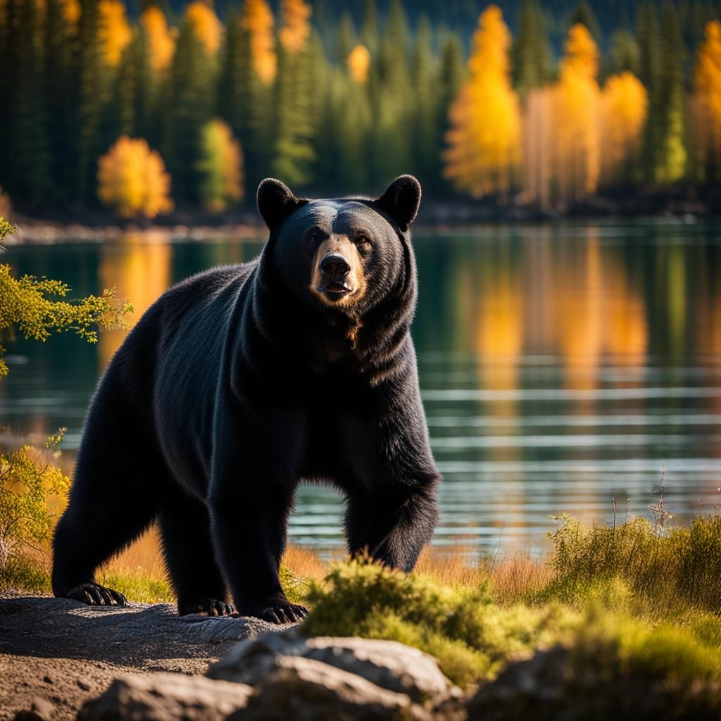 Majestic Black Bear in Mountain Landscape Photography