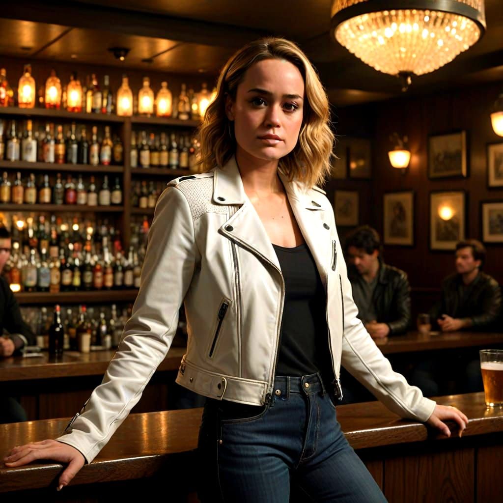 Brie Larson in Cinematic Film Still with Dramatic Lighting