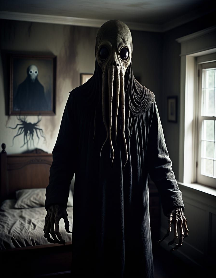 Eldritch Horror: Faceless Creature in Bedroom