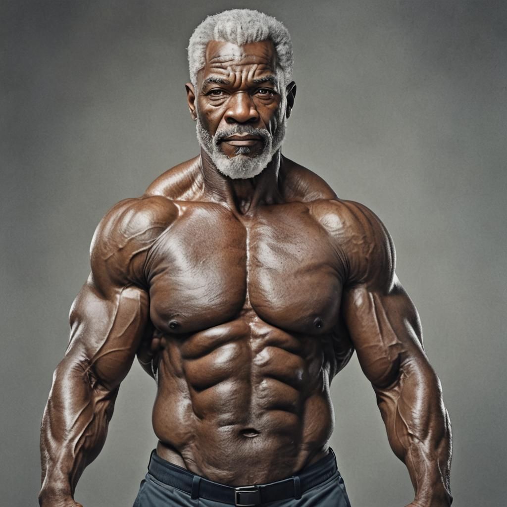 Photorealistic Portrait of Ripped African American Bodybuild...