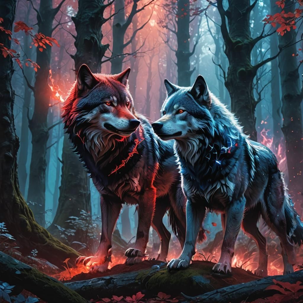 Epic Battle: Black Wolf vs White Wolf in Magic