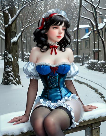 Impressionist Pin-up Snow White in Encaustic Wax