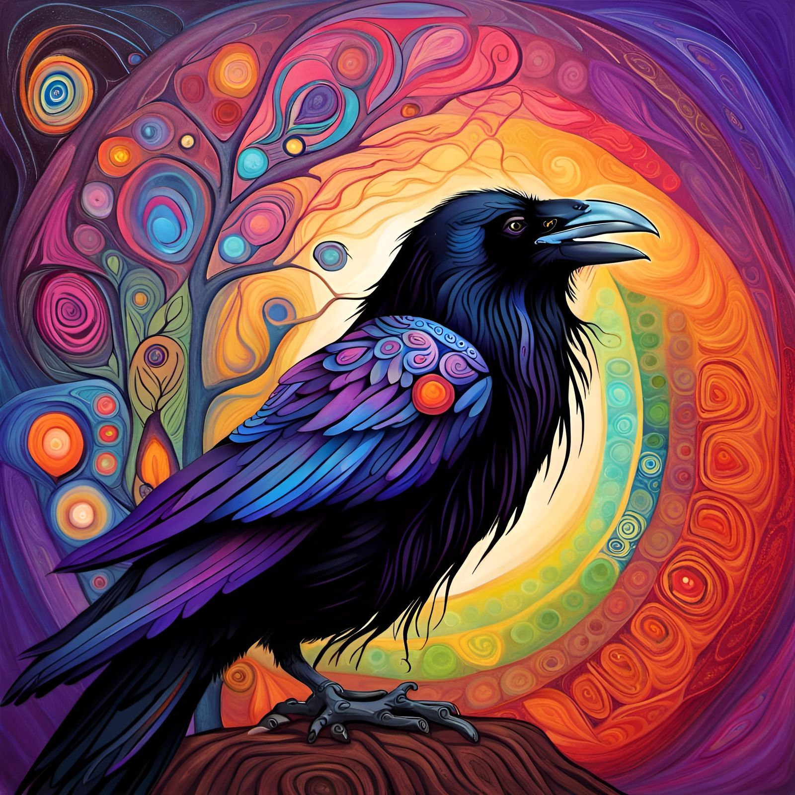 Colorful Raven Goddess Artwork
