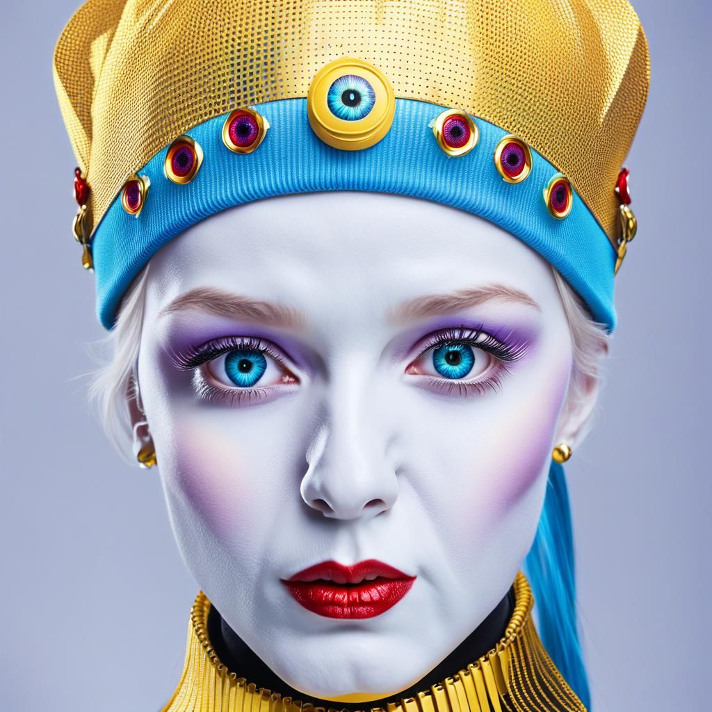 Futuristic Robot Portrait with Blue Eyes