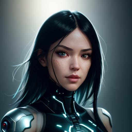 Android Cyborg in Cybernetic Armor, Cyberpunk Art