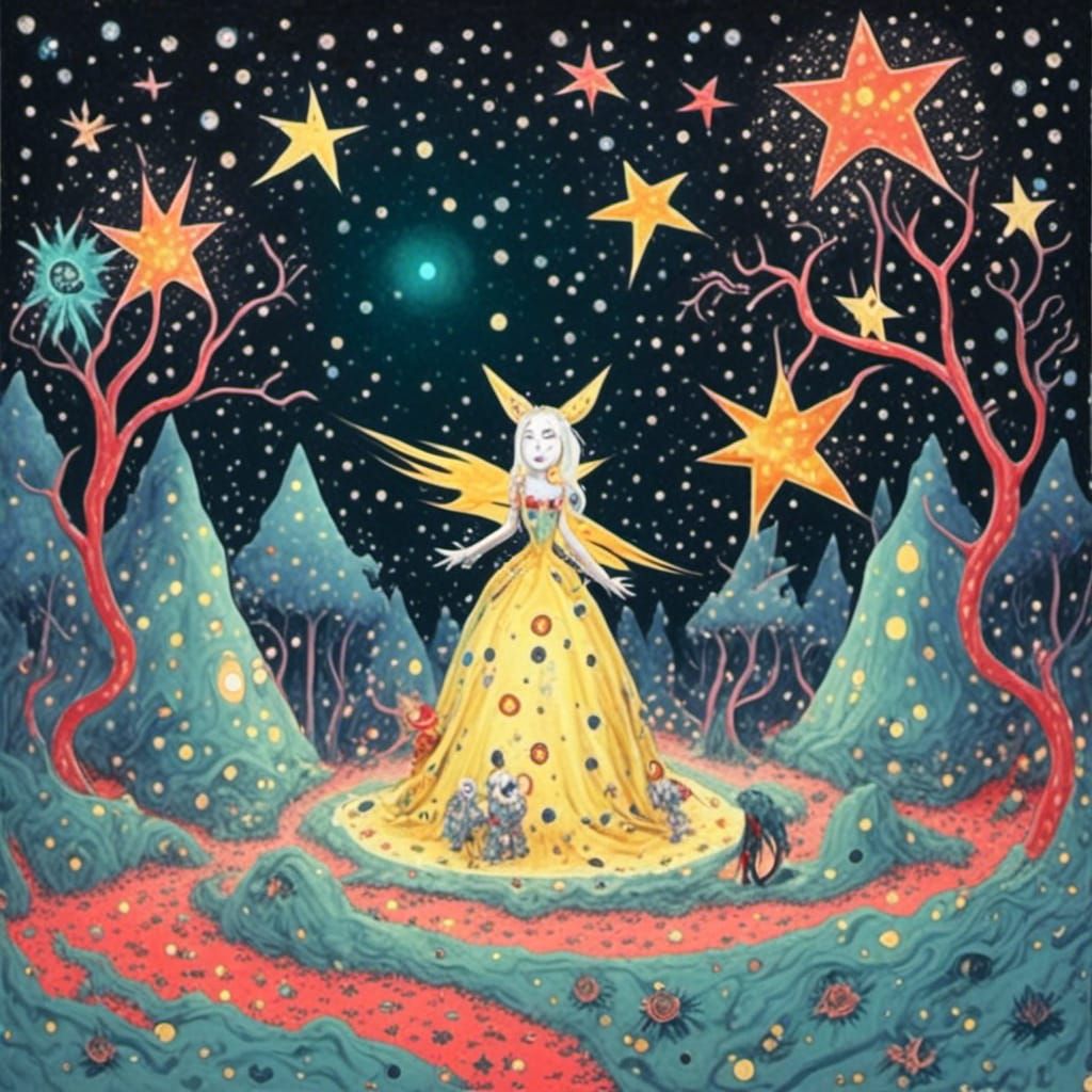 Wishing Star in Fantasy Wonderland Illustration