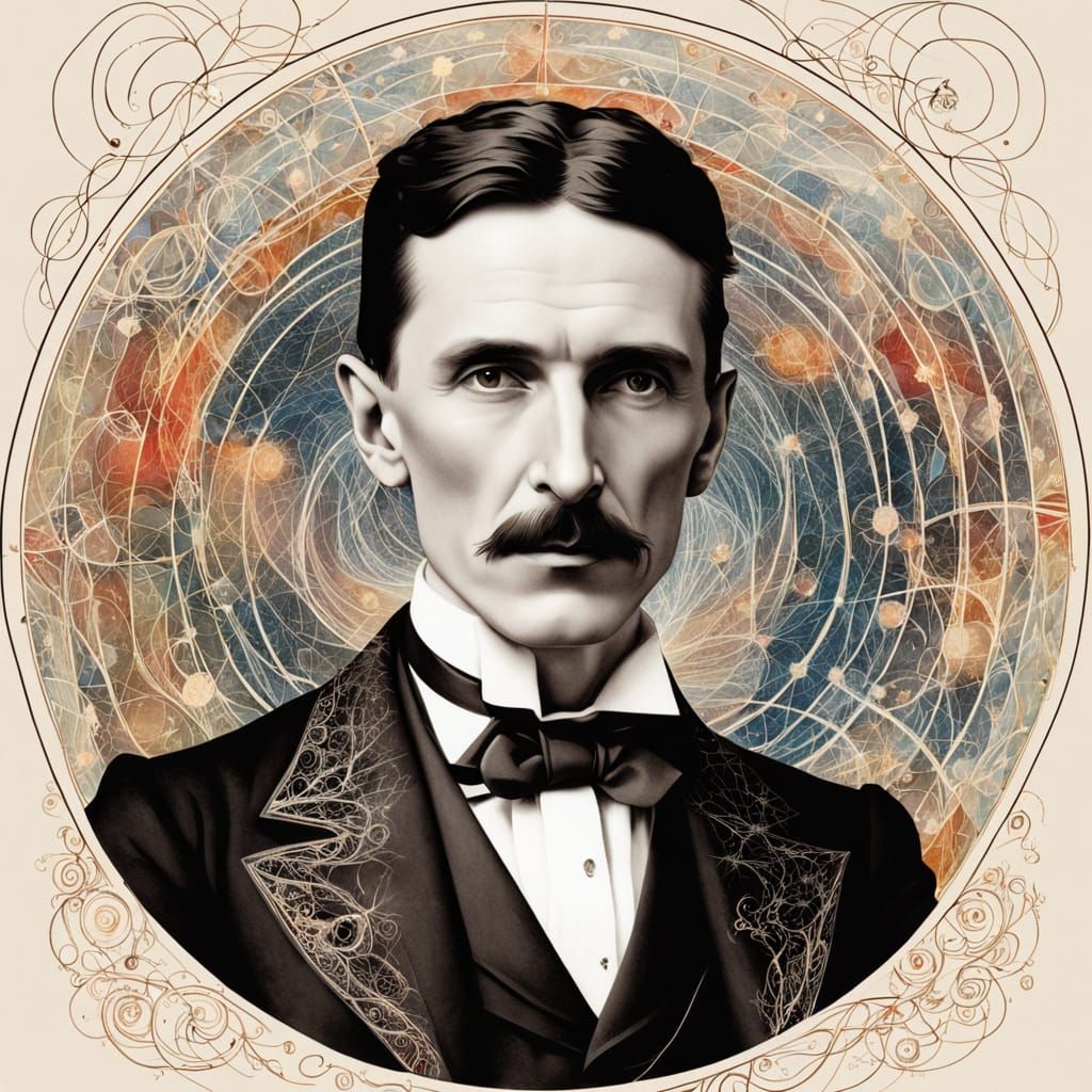 Tesla's Ethereal Portrait: A Dreamlike Encounter