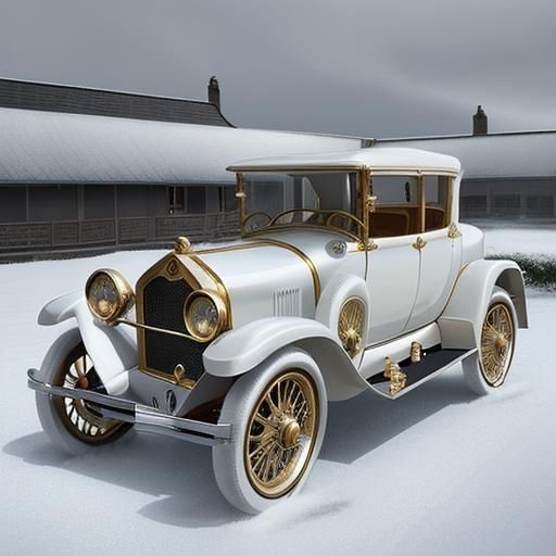 1920s Classic Car with White and Gold Fleur-de-Lis