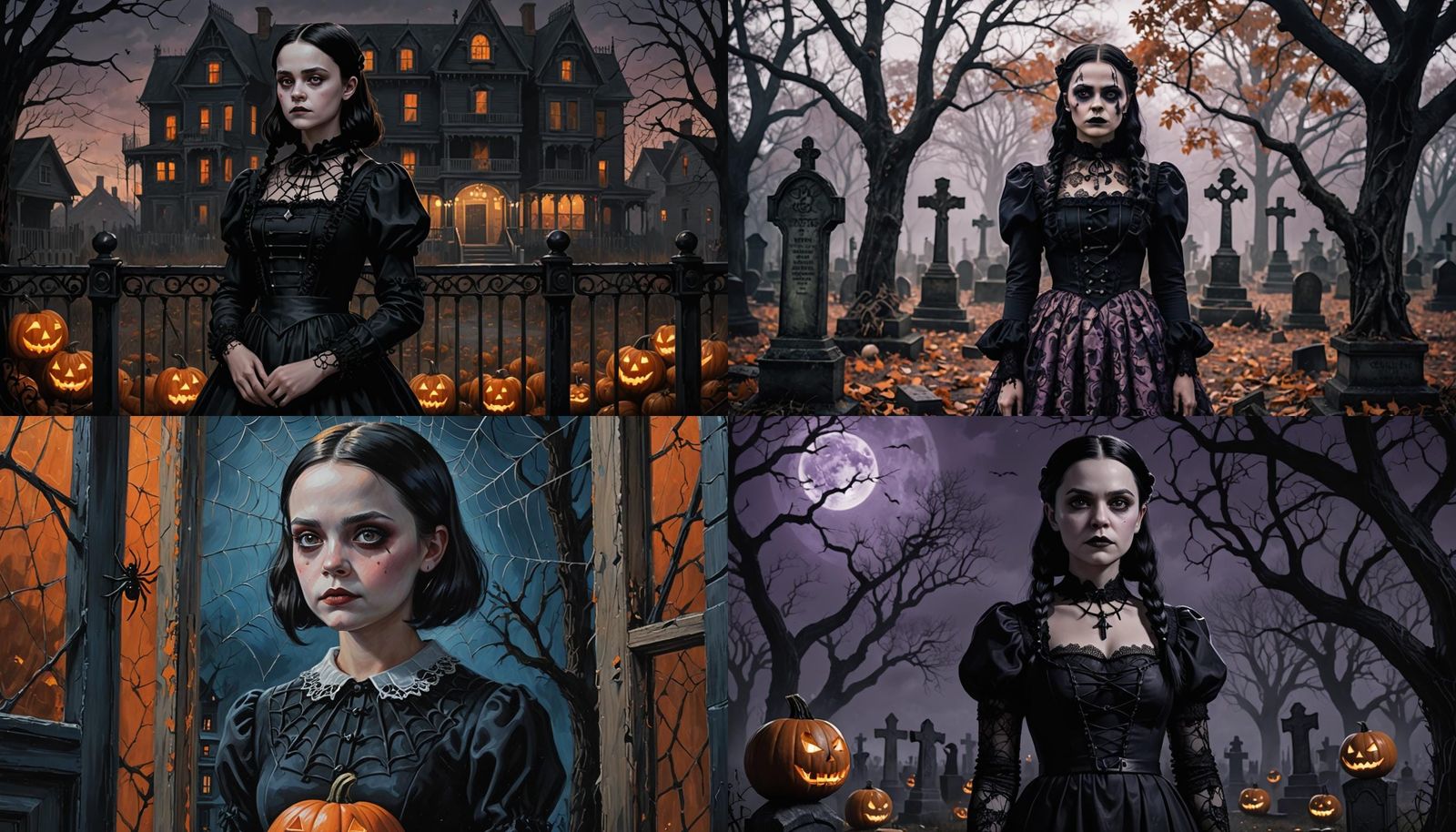 Gothic Wednesday Addams Halloween Portrait