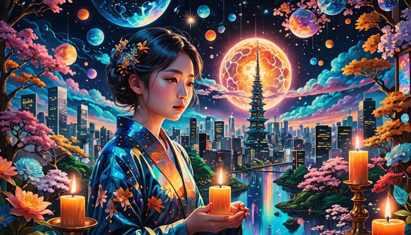 Cosmic Tokyo Dreamscape in Astral Illustration Style