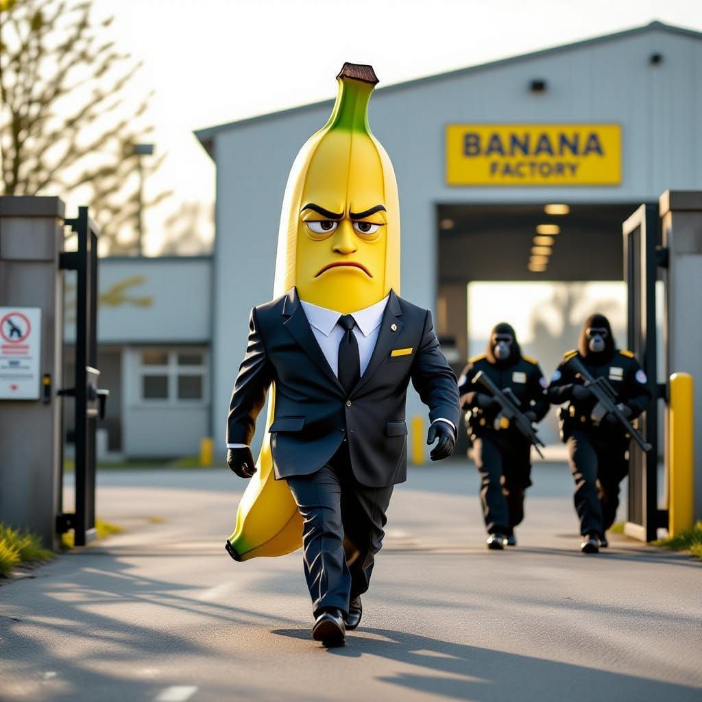 Realistic Banana Manager Walks to Factory