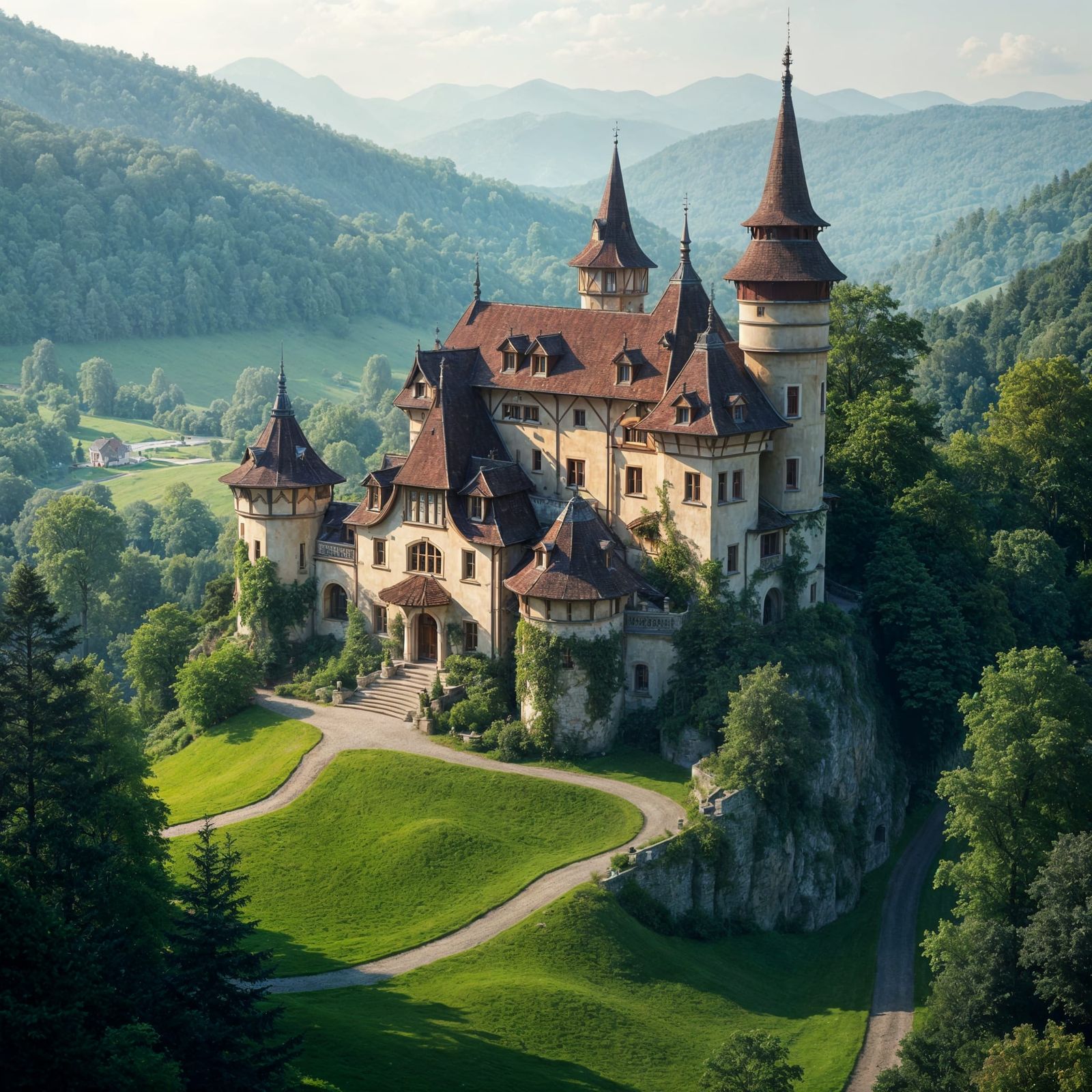 Austrian Manor House in Fantasy Landscape