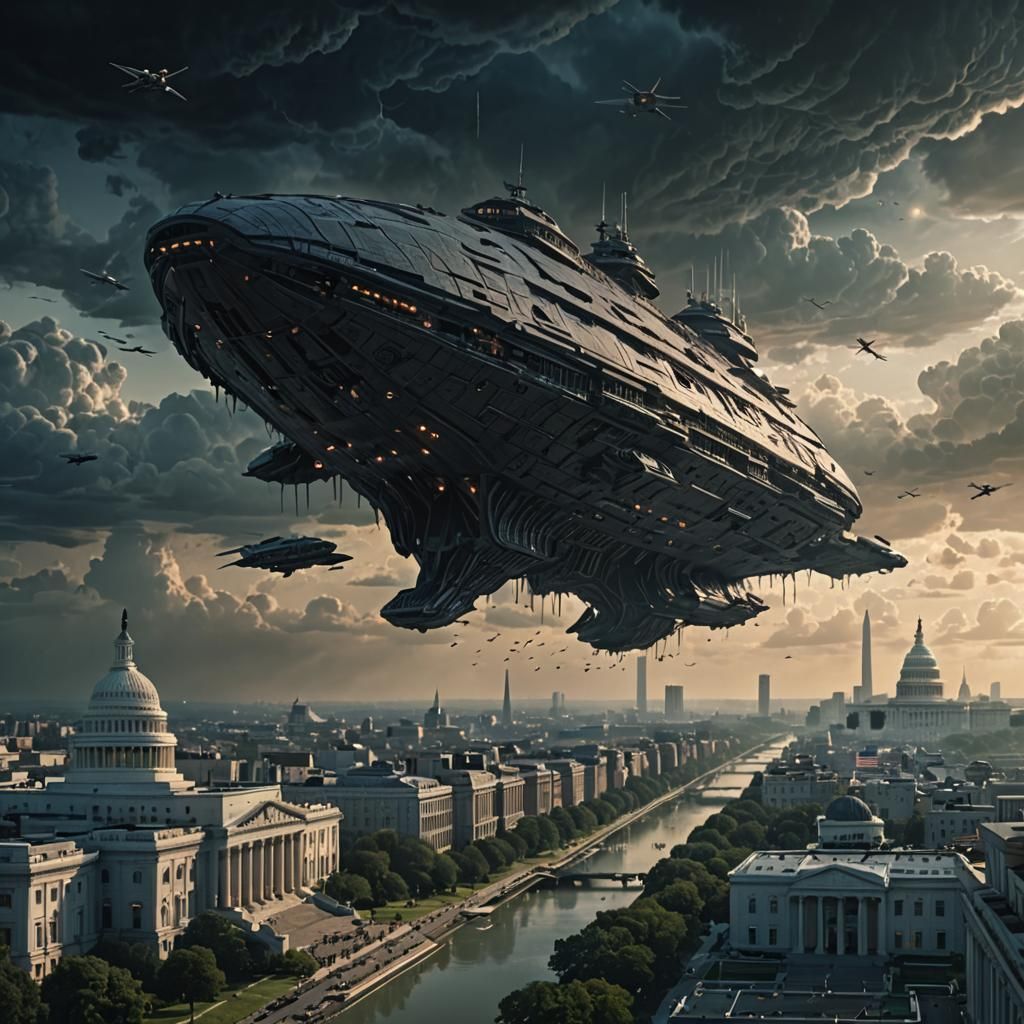 Ominous Alien Ship Over Washington D.C.
