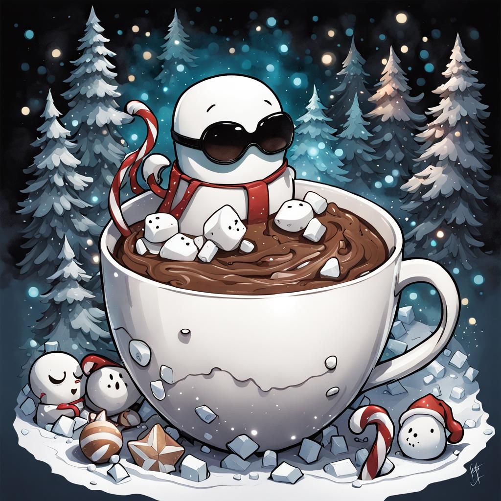 Drowning in Hot Chocolate: Watercolor Splash Art