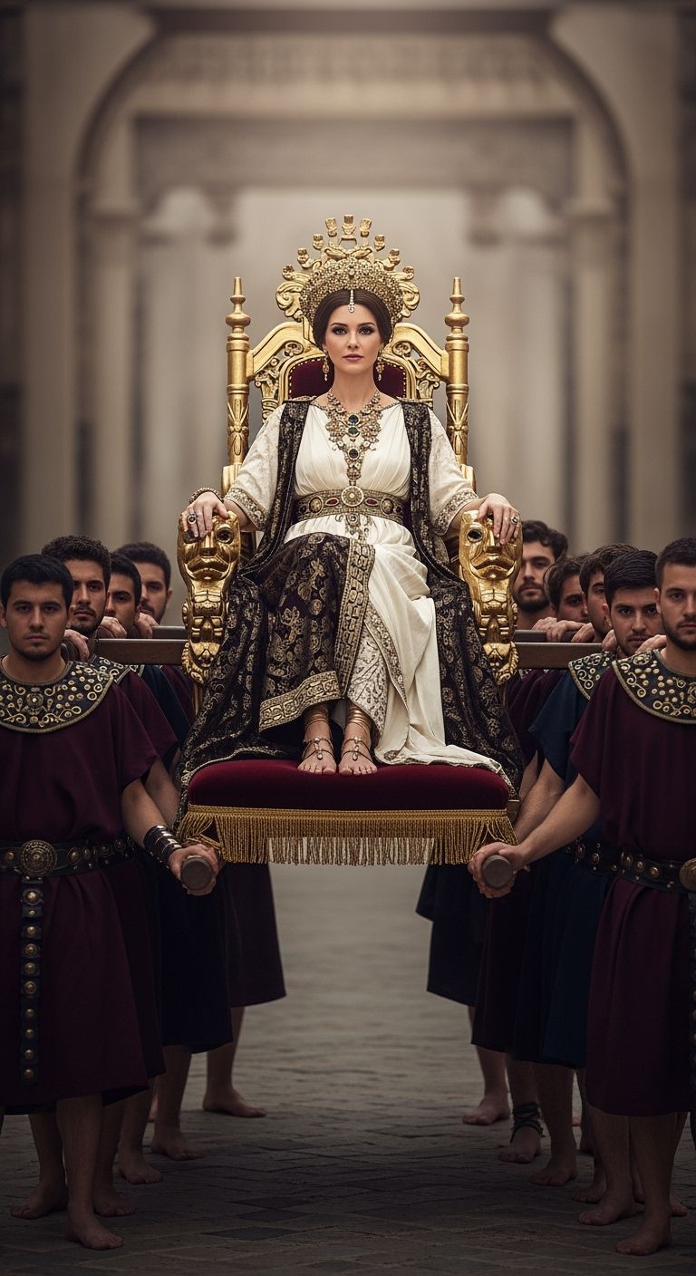 Roman Empress on Gold Throne, Professional Photography