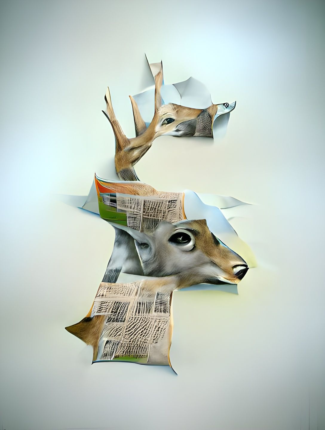 Deer Newsprint Collage