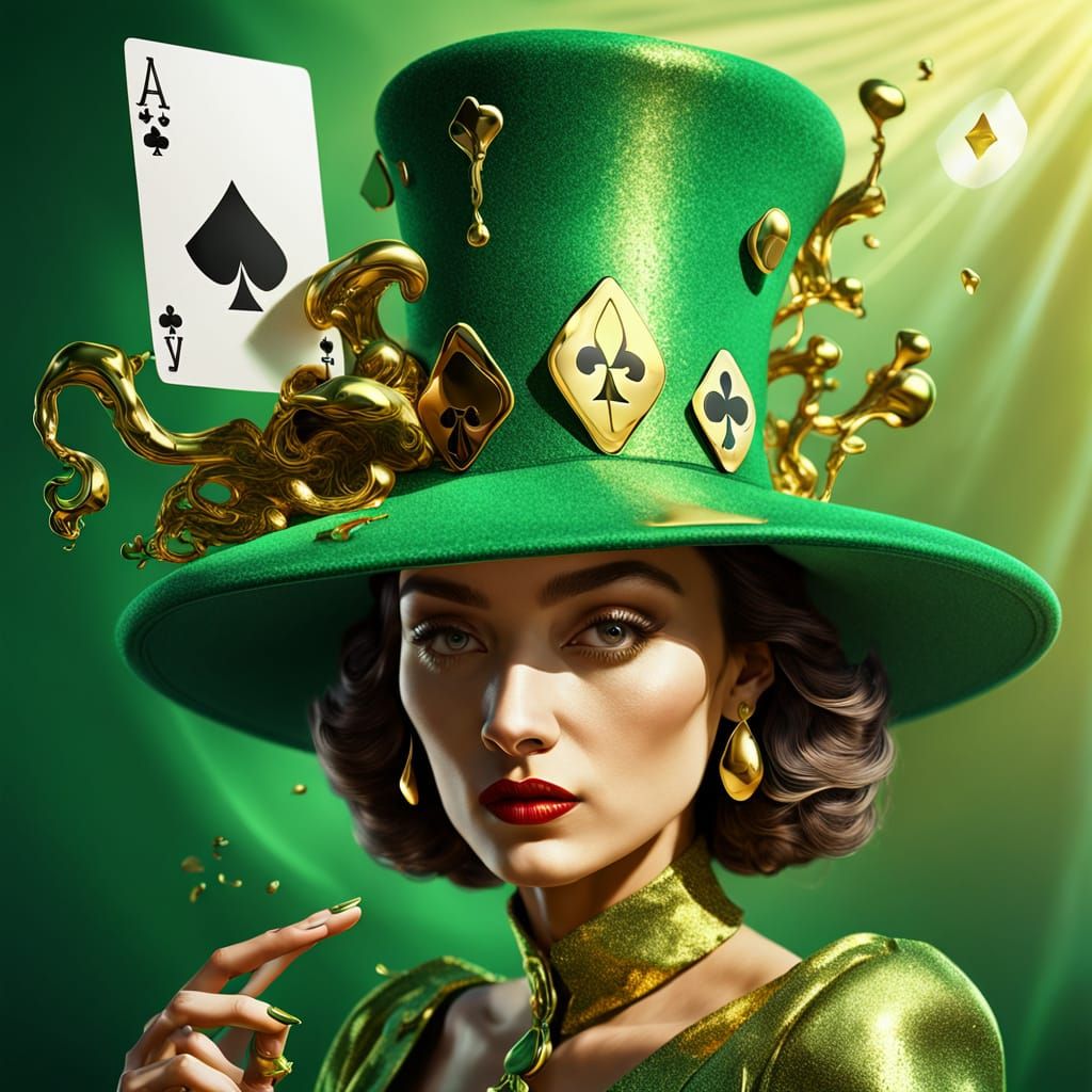 Surreal Lady with Green Hat in Dali Style