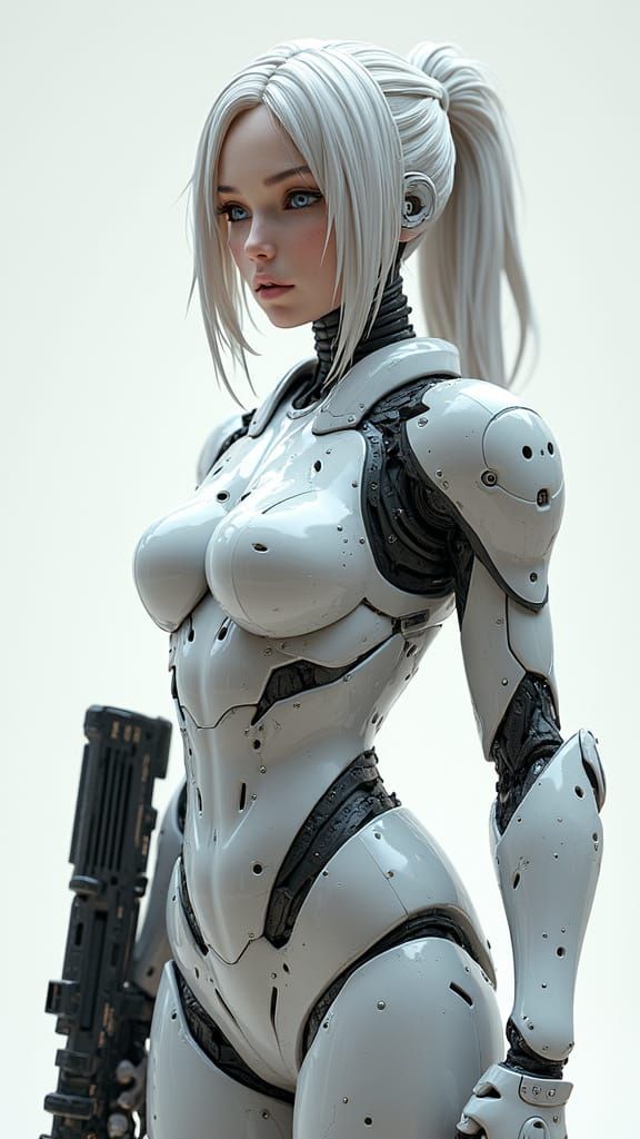 Cyburg Female Game Character in Futuristic Attire with Sci-F...