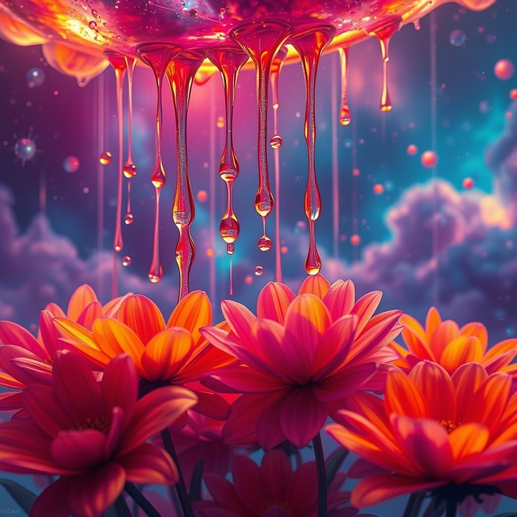 Surreal Celestial Garden Blooms in Vibrant Colors