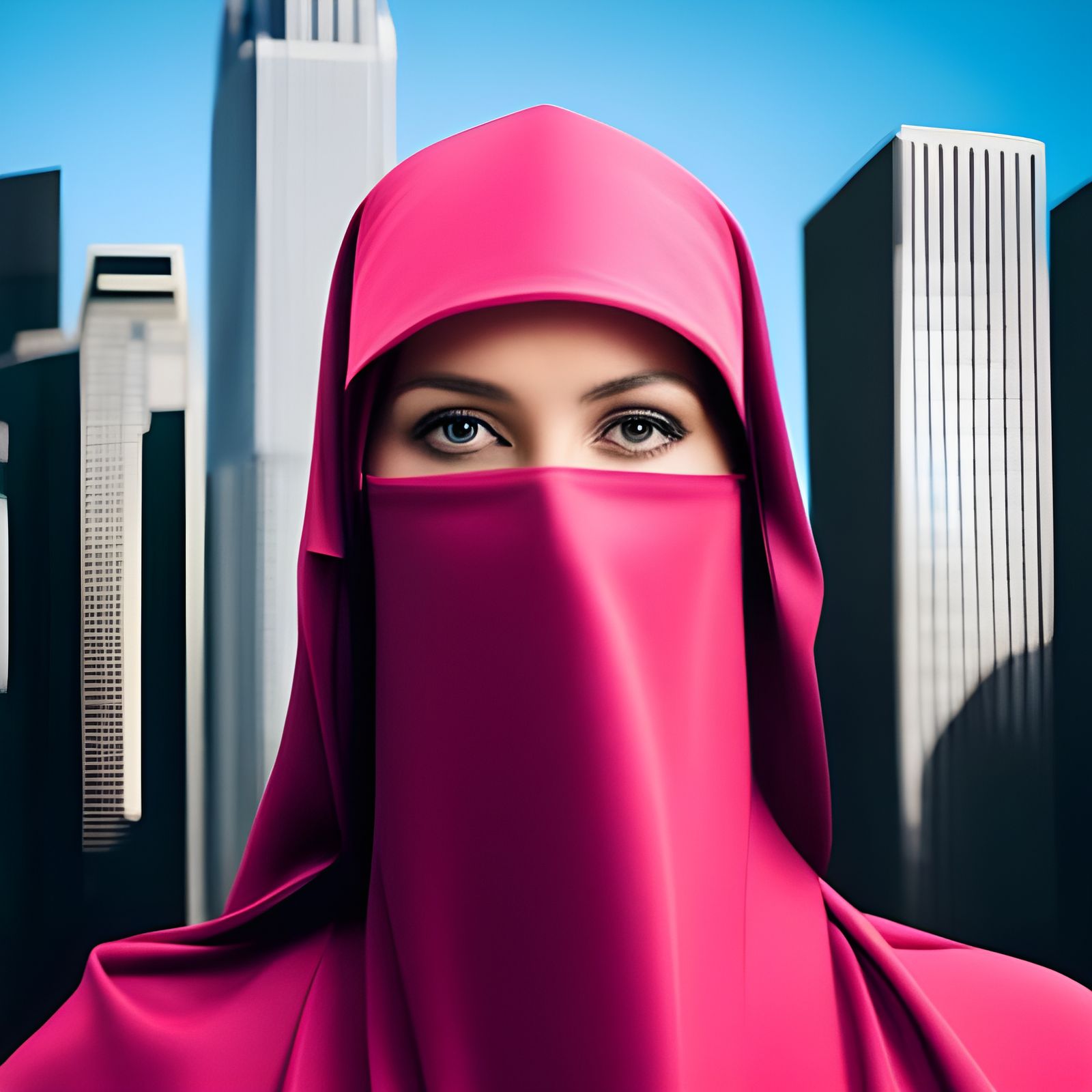 Beautiful Woman in Niqab Portrait in Hyperrealistic Style