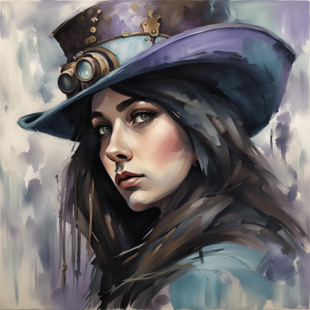Steampunk Woman Portrait in Alla Prima Style