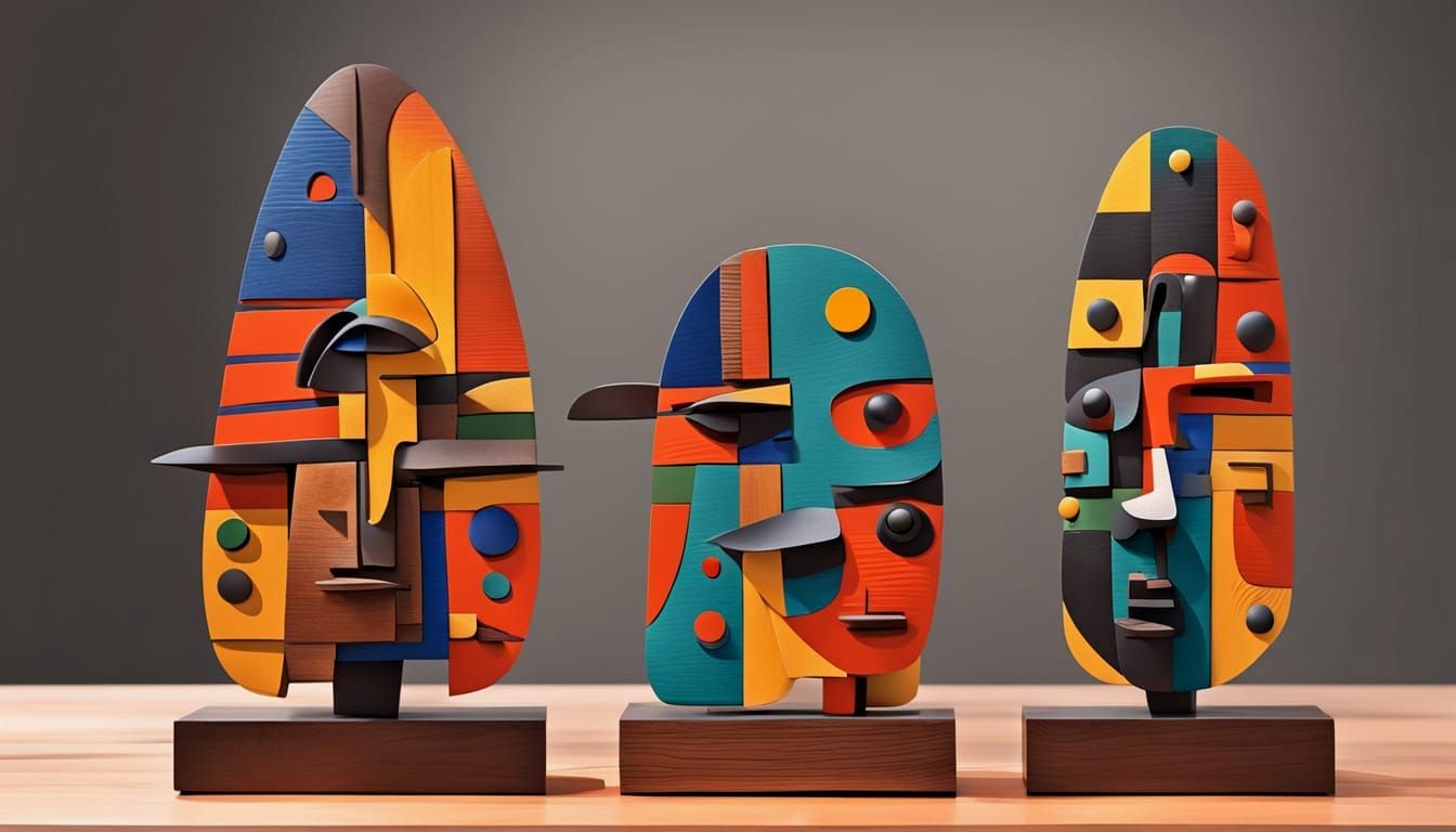 Abstract Wood Sculptures in Dark Academia Style