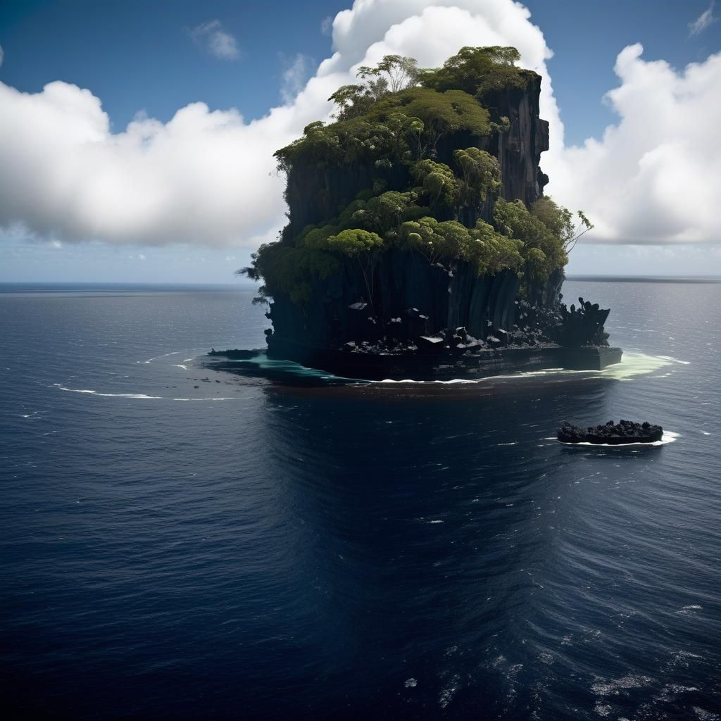 Boiling Island in Indian Ocean: 3D Digital Art