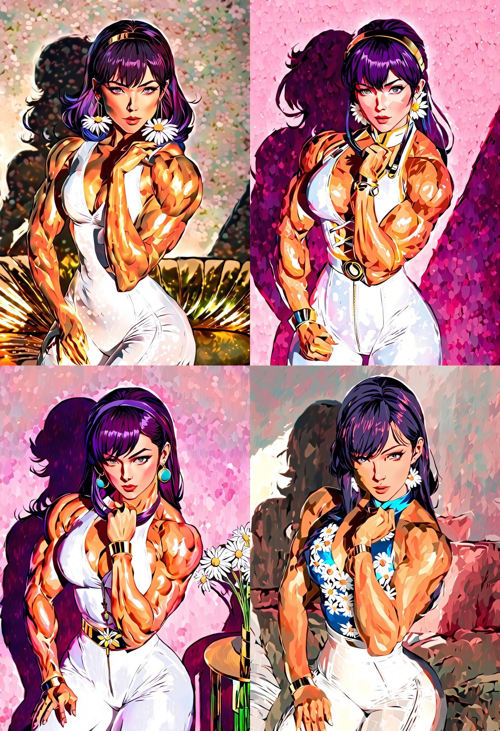 Anime Muscle Woman in Vivid Surrealist Style