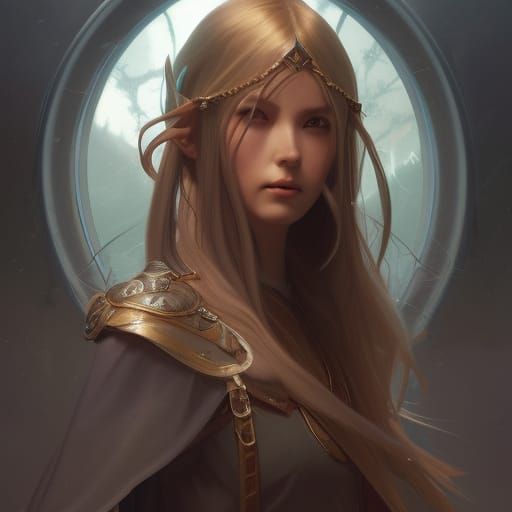Wind Elf Portrait in Hyperdetailed Style