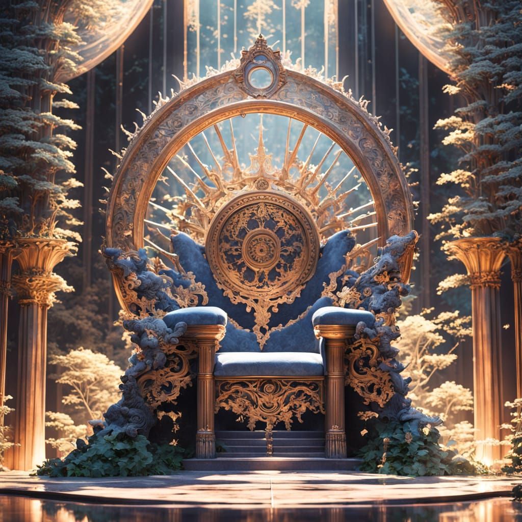Surreal Throne Scene in Japanese-Inspired Fantasy Style