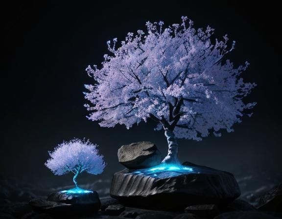 Cherry Blossom on Lava Rock: Macro Photography
