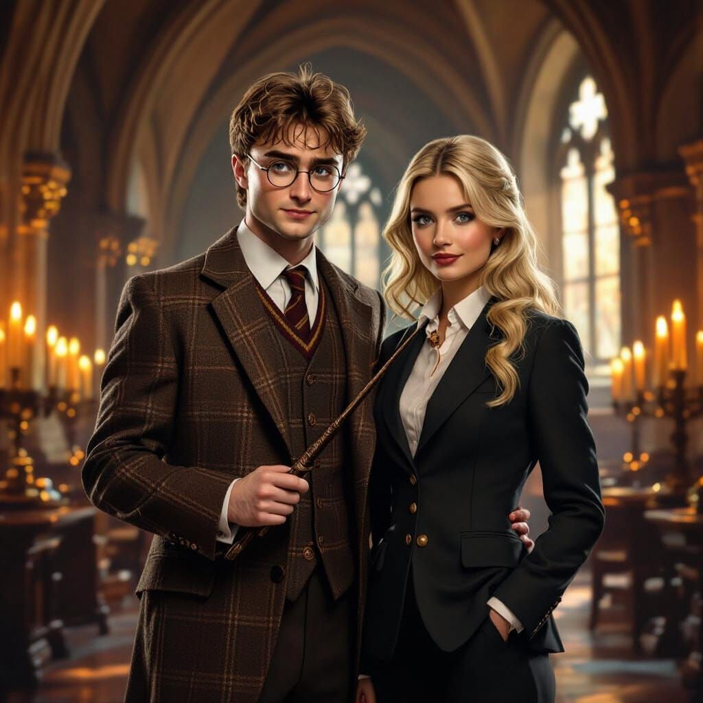 Harry Potter and Daphne Greengrass in Hogwarts Great Hall