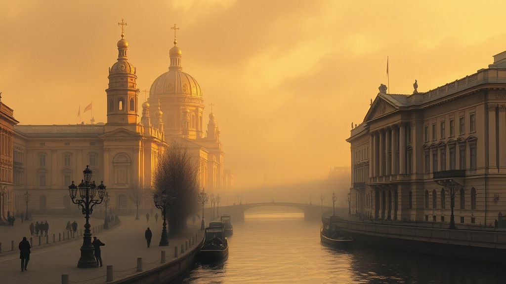 Sepia Evening in 19th Century St. Petersburg