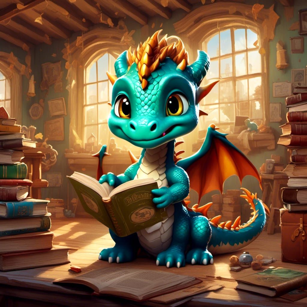 Chibi Dragon's Classroom Dream in Digital Art